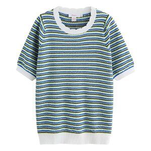 Finery Womens/Ladies Stripe Scalloped Relaxed Fit Sweater Top / Blue